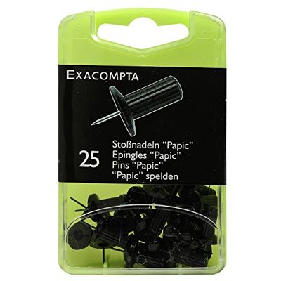 Exacompta Boîte de 25 épingles Papic hauteur 7mm 10mm de diamètre Noir - Publicité Exacompta Boîte de 25 épingles Papic hauteur 7mm 10mm de diamètre Noir - Publicité