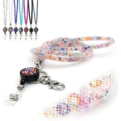CKB LTD Cordons Tour de Cou Lanière Rétractable strass scintillants avec clip en métal pivotant Carte d'Identité Lanyard Enrouleur Collier en Bling Cristal pour badge d'identité pour Porte Badge Multicolore - Publicité CKB LTD Cordons Tour de Cou Lanière Rétractable strass scintillants avec clip en métal pivotant Carte d'Identité Lanyard Enrouleur Collier en Bling Cristal pour badge d'identité pour Porte Badge Multicolore - Publicité
