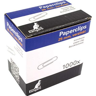 Kangaro Lot de 1000 pinces à courrier rondes en acier galvanisé 25 mm - Publicité Kangaro Lot de 1000 pinces à courrier rondes en acier galvanisé 25 mm - Publicité