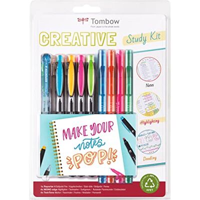 Tombow Kit “Creative Study” une prise note & organisation personnelle colorée et créative. Contient 4 surligneurs double pointe, feutres pointe 1 stylo-bille couleurs. Multicolore STUD-SET - Publicité Tombow Kit “Creative Study” une prise note & organisation personnelle colorée et créative. Contient 4 surligneurs double pointe, feutres pointe 1 stylo-bille couleurs. Multicolore STUD-SET - Publicité