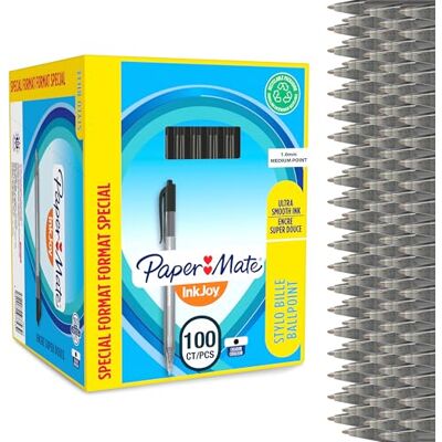 Paper Mate InkJoy 100RT stylo bille rétractable pointe moyenne (1,0 mm) noir Lot de 100 - Publicité Paper Mate InkJoy 100RT stylo bille rétractable pointe moyenne (1,0 mm) noir Lot de 100 - Publicité
