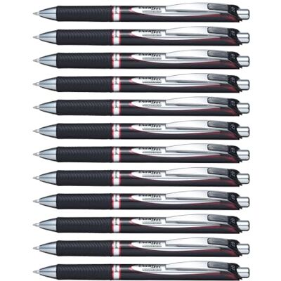 Pentel EnerGel BLP77-B Lot de 12 Rollers gel rétractable encre permanente pointe moyenne 0,7 mm Rouge - Publicité Pentel EnerGel BLP77-B Lot de 12 Rollers gel rétractable encre permanente pointe moyenne 0,7 mm Rouge - Publicité