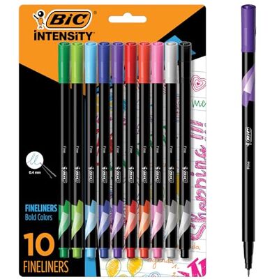 BIC Intensity Fineliner Lot de 10 marqueurs à pointe fine 0,4 mm Couleurs assorties - Publicité BIC Intensity Fineliner Lot de 10 marqueurs à pointe fine 0,4 mm Couleurs assorties - Publicité