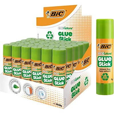 BIC ECOlutions Bâtons de Colle Blanche, Idéal pour Papier et Carton, Sans Solvant, 8 g, Boîte de 30 tubes - Publicité BIC ECOlutions Bâtons de Colle Blanche, Idéal pour Papier et Carton, Sans Solvant, 8 g, Boîte de 30 tubes - Publicité