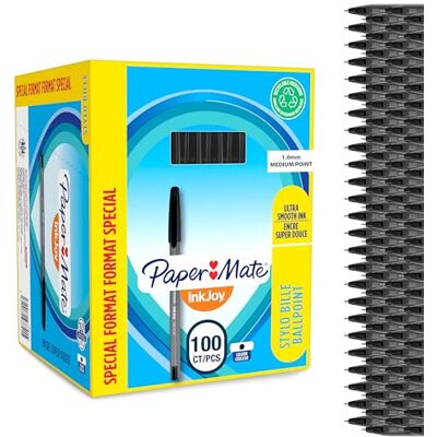 Paper Mate stylo bille à capuchon InkJoy 100ST pointe moyenne (1,0 mm) noir lot de 100 - Publicité Paper Mate stylo bille à capuchon InkJoy 100ST pointe moyenne (1,0 mm) noir lot de 100 - Publicité