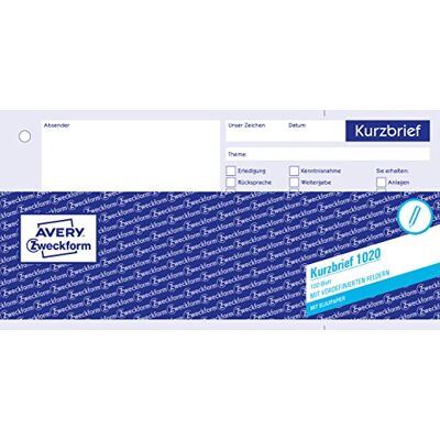 Avery Petites lettres 1020 (1/3 A4, avec 1 feuille de papier bleu, 100 feuilles) Blanc - Publicité Avery Petites lettres 1020 (1/3 A4, avec 1 feuille de papier bleu, 100 feuilles) Blanc - Publicité