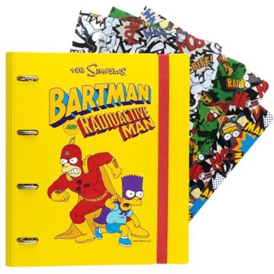 Grupo Erik Classeur A4 4 Anneaux Les Simpson Fournitures Scolaires Classeur Souple 4 Anneaux, Format A4 27 x 32 cm, Fournitures de Bureau et Organiseurs - Publicité Grupo Erik Classeur A4 4 Anneaux Les Simpson Fournitures Scolaires Classeur Souple 4 Anneaux, Format A4 27 x 32 cm, Fournitures de Bureau et Organiseurs - Publicité