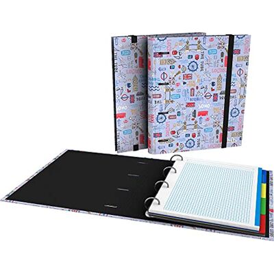 Grafoplás 88102627. Classeur 4 anneaux prédécoupés, A4, recharge 100 feuilles quadrillées 5 x 5, intercalaires, enveloppes transparentes, dos courbé, classeur, collection Epluche, Londres - Publicité Grafoplás 88102627. Classeur 4 anneaux prédécoupés, A4, recharge 100 feuilles quadrillées 5 x 5, intercalaires, enveloppes transparentes, dos courbé, classeur, collection Epluche, Londres - Publicité