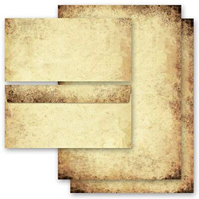 Paper-Media Set complet de 20 pièces Antique & Histoire, VIEUX PAPIER 10 feuilles de papier à lettres et 10 enveloppes DIN LONG sans fenêtre - Publicité Paper-Media Set complet de 20 pièces Antique & Histoire, VIEUX PAPIER 10 feuilles de papier à lettres et 10 enveloppes DIN LONG sans fenêtre - Publicité