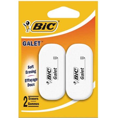 BIC 2 Gommes blanche galet - Publicité BIC 2 Gommes blanche galet - Publicité