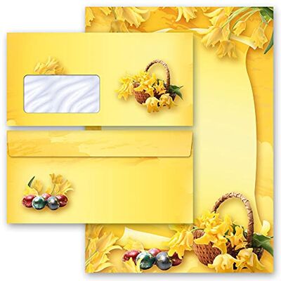 Paper-Media Set complet de 40 pièces Pâques, PÂQUES 20 feuilles de papier à lettres et 20 enveloppes DIN LONG avec fenêtre - Publicité Paper-Media Set complet de 40 pièces Pâques, PÂQUES 20 feuilles de papier à lettres et 20 enveloppes DIN LONG avec fenêtre - Publicité