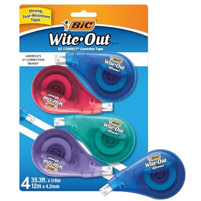 BIC White-Out Brand EZ Correct Lot de 4 rubans correcteurs - Publicité BIC White-Out Brand EZ Correct Lot de 4 rubans correcteurs - Publicité