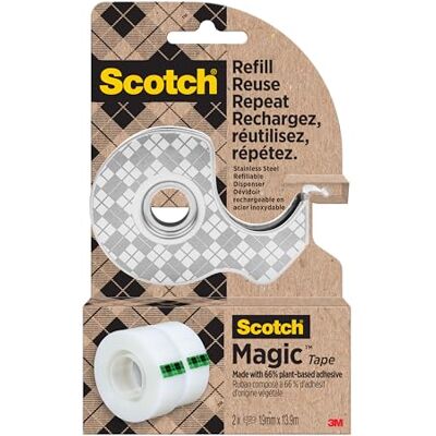Scotch Dévidoir en Acier Inoxydable, 1 par Paquet + Magic Tape, 2 Rouleaux - Publicité Scotch Dévidoir en Acier Inoxydable, 1 par Paquet + Magic Tape, 2 Rouleaux - Publicité