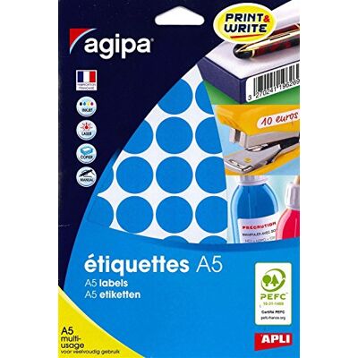 Agipa Etui A5 (10F) de 400 Pastilles Gommettes Rondes 24 mm Bleu - Publicité Agipa Etui A5 (10F) de 400 Pastilles Gommettes Rondes 24 mm Bleu - Publicité