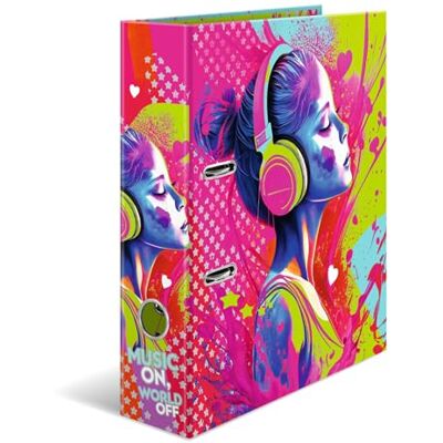 HERMA 20102 Classeur A4 Music Girl, 7 cm de large, en carton avec impression intérieure, pour l'école et le bureau, classeur à anneaux robuste pour enfants en carton pour garçons et filles - Publicité HERMA 20102 Classeur A4 Music Girl, 7 cm de large, en carton avec impression intérieure, pour l'école et le bureau, classeur à anneaux robuste pour enfants en carton pour garçons et filles - Publicité