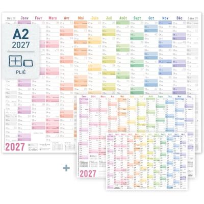Häfft ® Calendrier mural 2027 format A3, plié en français, "Rainbow" Agenda mural (42 x 29,7 cm) avec les jours fériés français + calendrier A4 supplémentaire - Publicité Häfft ® Calendrier mural 2027 format A3, plié en français, "Rainbow" Agenda mural (42 x 29,7 cm) avec les jours fériés français + calendrier A4 supplémentaire - Publicité