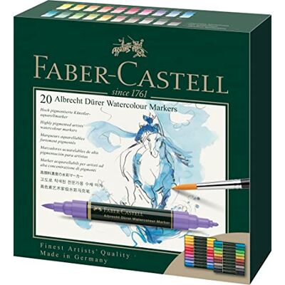 Faber-Castell Marqueurs aquarellables Albrecht Dürer, 20 couleurs - Publicité Faber-Castell Marqueurs aquarellables Albrecht Dürer, 20 couleurs - Publicité