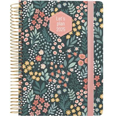 Grafoplás Agenda annuel semainier 2025 a6 Modèle Design Meadow à spirale Couverture rigide doublée tissu Fermeture élastique Avec autocollants Certifié FSC - Publicité Grafoplás Agenda annuel semainier 2025 a6 Modèle Design Meadow à spirale Couverture rigide doublée tissu Fermeture élastique Avec autocollants Certifié FSC - Publicité