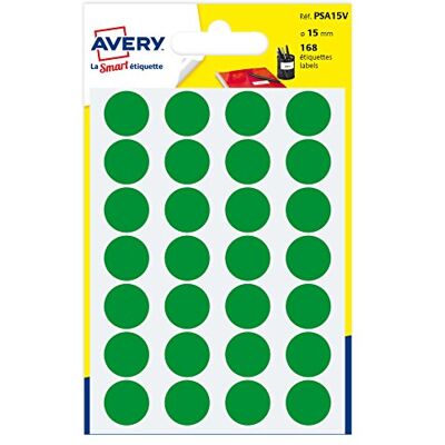 Avery Lot de 10 Sachets de 168 Pastilles adhésives 15 mm Vert - Publicité Avery Lot de 10 Sachets de 168 Pastilles adhésives 15 mm Vert - Publicité