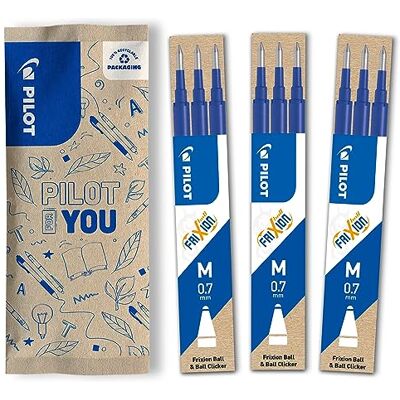 PILOT Lot de 3 étuis de 3 recharges FriXion pour stylo effaçable. Compatibles FriXion Ball et FriXion Ball Clicker Bleu Pointe Moyenne - Publicité PILOT Lot de 3 étuis de 3 recharges FriXion pour stylo effaçable. Compatibles FriXion Ball et FriXion Ball Clicker Bleu Pointe Moyenne - Publicité