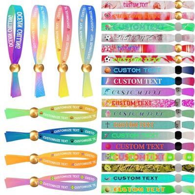 Uniqora Bracelets en tissu personnalisés, texte et logo personnalisés Bracelets VIP pour événements, bracelets d'identification en tissu personnalisé pour mariages, soirées club - Publicité Uniqora Bracelets en tissu personnalisés, texte et logo personnalisés Bracelets VIP pour événements, bracelets d'identification en tissu personnalisé pour mariages, soirées club - Publicité