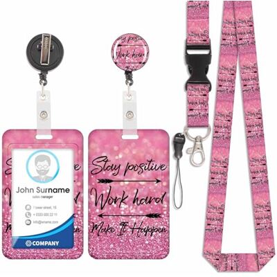 Viojrlly Porte Badge avec Cordon Tour De Cou avec Porte-Cartes, Porte Cartes avec Enrouleurs de Badge Rétractable, Détachable Lanyard, Swivel Lobster Clasp, pour porte badges d'Identification (Rose) - Publicité Viojrlly Porte Badge avec Cordon Tour De Cou avec Porte-Cartes, Porte Cartes avec Enrouleurs de Badge Rétractable, Détachable Lanyard, Swivel Lobster Clasp, pour porte badges d'Identification (Rose) - Publicité