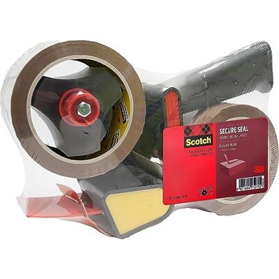 Scotch Dévidoir Pistolet + Ruban Secure Seal, Marron, 2 Roul., 50mm x 66m - Publicité Scotch Dévidoir Pistolet + Ruban Secure Seal, Marron, 2 Roul., 50mm x 66m - Publicité