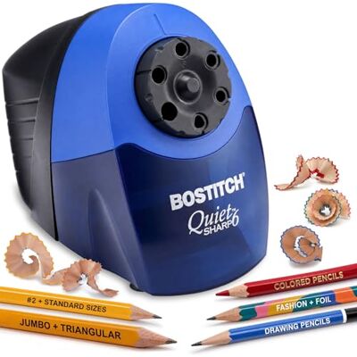 Bostitch Quiet Sharp 6 Commercial Desktop Electric Pencil Sharpener, Blue - Publicité Bostitch Quiet Sharp 6 Commercial Desktop Electric Pencil Sharpener, Blue - Publicité