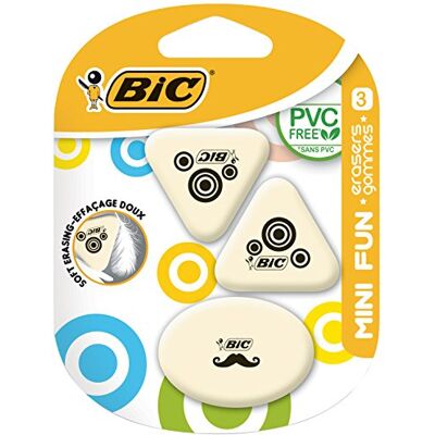 BIC gommes mini fun en caoutchouc synthétique designs blister 2 a lot de 3-blanc - Publicité BIC gommes mini fun en caoutchouc synthétique designs blister 2 a lot de 3-blanc - Publicité