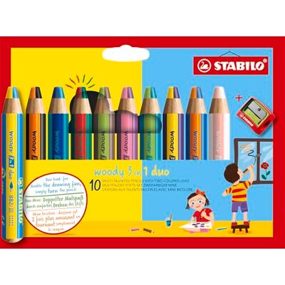 STABILO woody 3 en 1 duo - Ensemble de crayons multicolores pour enfants - Publicité STABILO woody 3 en 1 duo - Ensemble de crayons multicolores pour enfants - Publicité