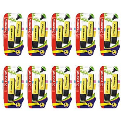 STABILO BOSS ORIGINAL Surligneur lot de 10 x 2 surligneurs jaune fluo - Publicité STABILO BOSS ORIGINAL Surligneur lot de 10 x 2 surligneurs jaune fluo - Publicité