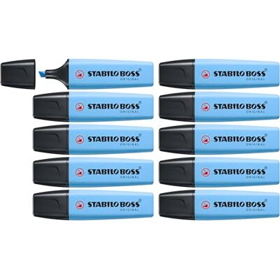 STABILO BOSS ORIGINAL Pastel Surligneur Lot x 10 surligneurs fraicheur de bleu - Publicité STABILO BOSS ORIGINAL Pastel Surligneur Lot x 10 surligneurs fraicheur de bleu - Publicité