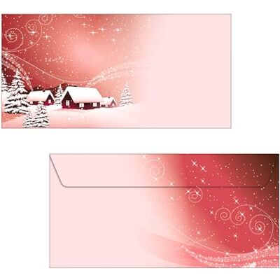 Sigel DU033 Enveloppes motif village de Noël rouge, format DL (11 x 22 cm), 50 pièces - Publicité Sigel DU033 Enveloppes motif village de Noël rouge, format DL (11 x 22 cm), 50 pièces - Publicité