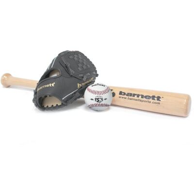 BARNETT BGBW-1 (BBW-32, JL-120, BS-1) Set Baseball, Batte en Bois, Gant, Balle Senior - Publicité BARNETT BGBW-1 (BBW-32, JL-120, BS-1) Set Baseball, Batte en Bois, Gant, Balle Senior - Publicité