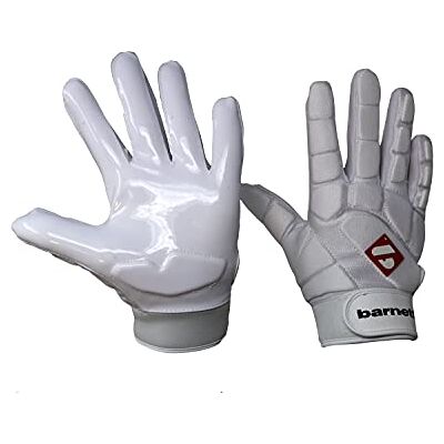 Barnett Blanc (L) Gants de Football américain de Linebacker Pro, LB,RB,Te - Publicité Barnett Blanc (L) Gants de Football américain de Linebacker Pro, LB,RB,Te - Publicité