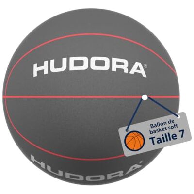 HUDORA Ballon de basket soft – taille 7, Ø 24 cm – 340 g – ballon gris mousse – silencieux pour int. et ext. – adapté aux enfants, prise en main facile – pour toute la famille, jardin et aires de jeux - Publicité HUDORA Ballon de basket soft – taille 7, Ø 24 cm – 340 g – ballon gris mousse – silencieux pour int. et ext. – adapté aux enfants, prise en main facile – pour toute la famille, jardin et aires de jeux - Publicité