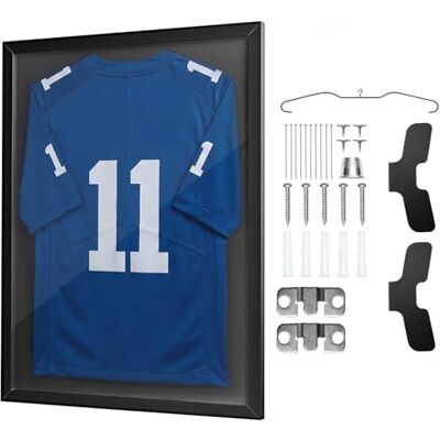 VEVOR Cadre Maillot Foot 60x80 cm Cadre Vitrine Maillot de Football Rugby Basketball Hockey Baseball de Collection, Structure en Bois, avec Panneau en Polycarbonate Protection UV 98 %, Cintre, Noir - Publicité VEVOR Cadre Maillot Foot 60x80 cm Cadre Vitrine Maillot de Football Rugby Basketball Hockey Baseball de Collection, Structure en Bois, avec Panneau en Polycarbonate Protection UV 98 %, Cintre, Noir - Publicité
