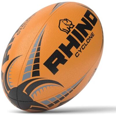 Rhino Cyclone XV Ballon de Rugby d'entraînement Orange Fluo Taille 3 - Publicité Rhino Cyclone XV Ballon de Rugby d'entraînement Orange Fluo Taille 3 - Publicité