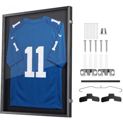 VEVOR Cadre Maillot Foot 71,8x92,5 cm Lot de 2 Cadre Vitrine Maillot Noir, pour Football Rugby Basket Hockey Baseball, en Bois, Fermeture Magnétique, Panneau Polycarbonate Protection UV 98 %, Cintre - Publicité VEVOR Cadre Maillot Foot 71,8x92,5 cm Lot de 2 Cadre Vitrine Maillot Noir, pour Football Rugby Basket Hockey Baseball, en Bois, Fermeture Magnétique, Panneau Polycarbonate Protection UV 98 %, Cintre - Publicité