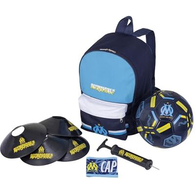 OLYMPIQUE DE MARSEILLE Football Kit Om Ballon + Sac + Pompe + Brassard + cônes Collection Officielle - Publicité OLYMPIQUE DE MARSEILLE Football Kit Om Ballon + Sac + Pompe + Brassard + cônes Collection Officielle - Publicité