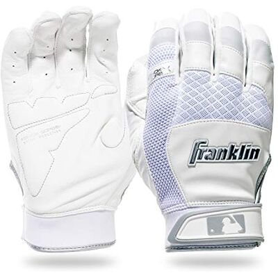 Franklin Sports MLB Shok-Sorb X Paire de gants de batteur pour adulte Blanc/chromé Taille S - Publicité Franklin Sports MLB Shok-Sorb X Paire de gants de batteur pour adulte Blanc/chromé Taille S - Publicité
