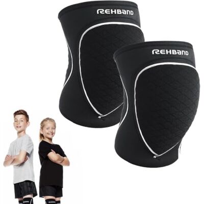 Rehband Paire Genouillères rembourrées pour enfants, protection des genoux contre les chutes pour le handball et le volley-ball, Couleur:Noir, Taille:S, Côté:Paire - Publicité Rehband Paire Genouillères rembourrées pour enfants, protection des genoux contre les chutes pour le handball et le volley-ball, Couleur:Noir, Taille:S, Côté:Paire - Publicité