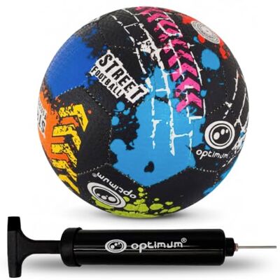 Optimum Ballon de football de rue unisexe – Caoutchouc coréen durable de qualité supérieure, adhérence durable, idéal pour le béton et l'asphalte, toutes saisons, multicolore, taille 3 avec pompe - Publicité Optimum Ballon de football de rue unisexe – Caoutchouc coréen durable de qualité supérieure, adhérence durable, idéal pour le béton et l'asphalte, toutes saisons, multicolore, taille 3 avec pompe - Publicité