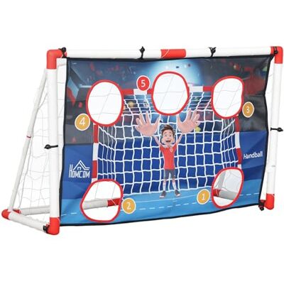 HOMCOM But de Foot et Cage de Handball extérieur 2 en 1, But 5 Zones cibles, Ballon de Handball Gonflable, Pompe, piquets de Sol en Forme de U, Cadre léger - Publicité HOMCOM But de Foot et Cage de Handball extérieur 2 en 1, But 5 Zones cibles, Ballon de Handball Gonflable, Pompe, piquets de Sol en Forme de U, Cadre léger - Publicité