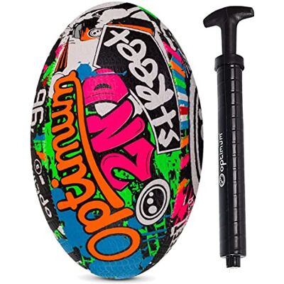 Optimum Ballon de rugby personnage de dessin animé – Dinosaure, requin Conçu avec une poignée alvéolée à haute adhérence pour une performance de rugby constante, disponible avec une pompe à ballon - Publicité Optimum Ballon de rugby personnage de dessin animé – Dinosaure, requin Conçu avec une poignée alvéolée à haute adhérence pour une performance de rugby constante, disponible avec une pompe à ballon - Publicité