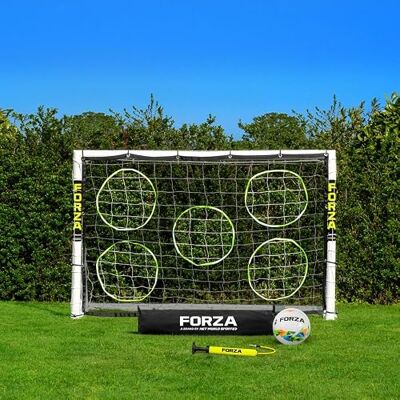 FORZA 1.8 m x 1.2 m But de Football en PVC Cage, Filet et Poteaux Résistants aux Intempéries Sac de transport, mur de tir et ballon de football en option - Publicité FORZA 1.8 m x 1.2 m But de Football en PVC Cage, Filet et Poteaux Résistants aux Intempéries Sac de transport, mur de tir et ballon de football en option - Publicité