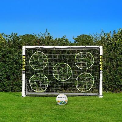 FORZA 1.8 m x 1.2 m But de Football en PVC Cage, Filet et Poteaux Résistants aux Intempéries Sac de transport, mur de tir et ballon de football en option - Publicité FORZA 1.8 m x 1.2 m But de Football en PVC Cage, Filet et Poteaux Résistants aux Intempéries Sac de transport, mur de tir et ballon de football en option - Publicité