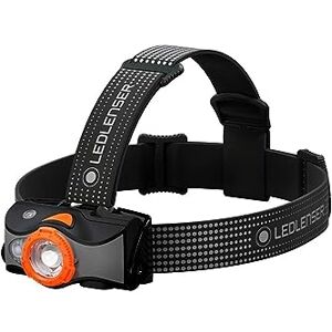 Ledlenser Lampe frontale LED MH7 d'extérieur, noir/orange, rechargeable batterie, 600 lumens, autonomie maximale de 60h, lumière rouge, peut fonctionner 2 piles AA, verrouillage de transport - Publicité