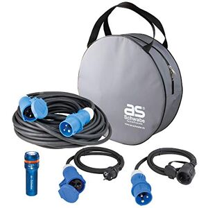 as - Schwabe as Schwabe Camping Team Kit de 5 pièces : rallonge de 25 m, 2 câbles adaptateur 1,5 m, 1 lampe de poche LED XT1 et 1 sac de protection résistant aux intempéries – Fabriqué en Allemagne I 19701 - Publicité