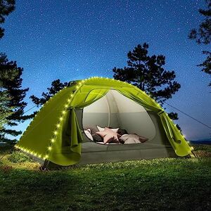 YITAHOME Tente de Camping 3-4 Personnes,Tente imperméabà doubcouche, Tente dôme à Deux Portes avec éclairage LED pour Voyage, Plage, randonnée, extérieur (Verte) - Publicité